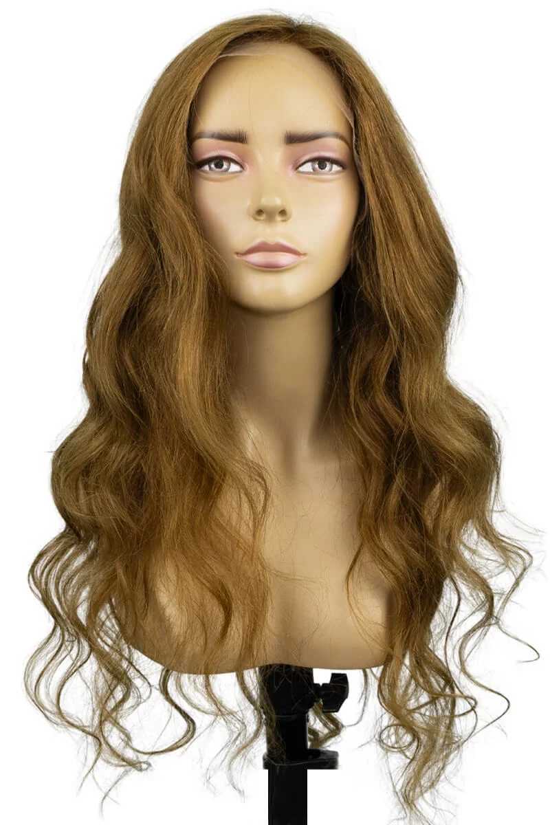 Uzun Açık Kahverengi Gerçek Saç Peruk